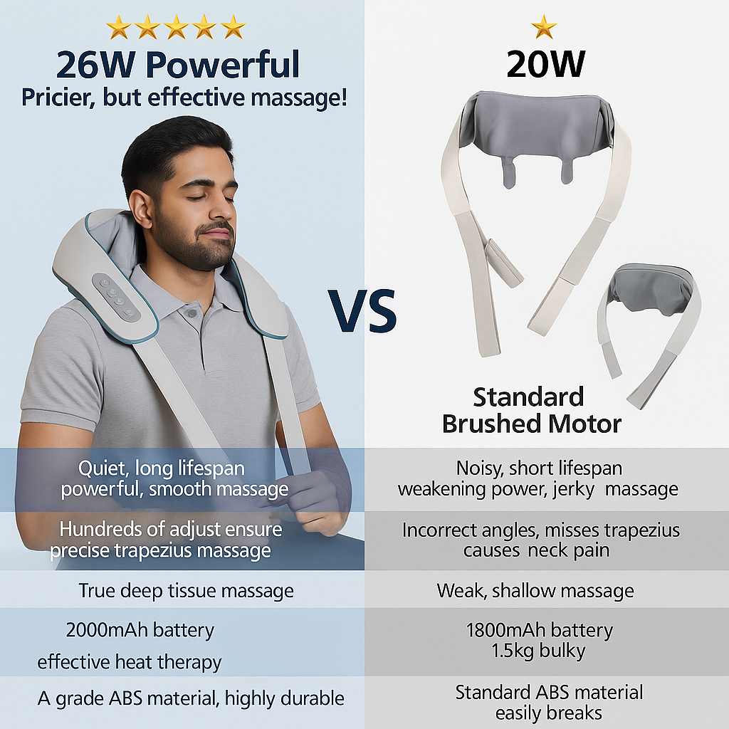 PulseThera™ 6D Shiatsu Neck, Back & Shoulder Massager | Cordless, Hands-Free Pain Relief